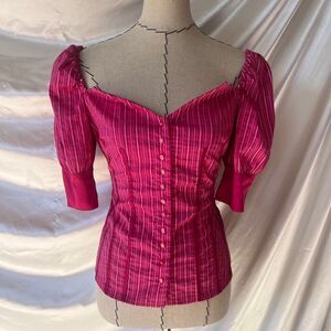 Bebe pink milkmaid button up corset top